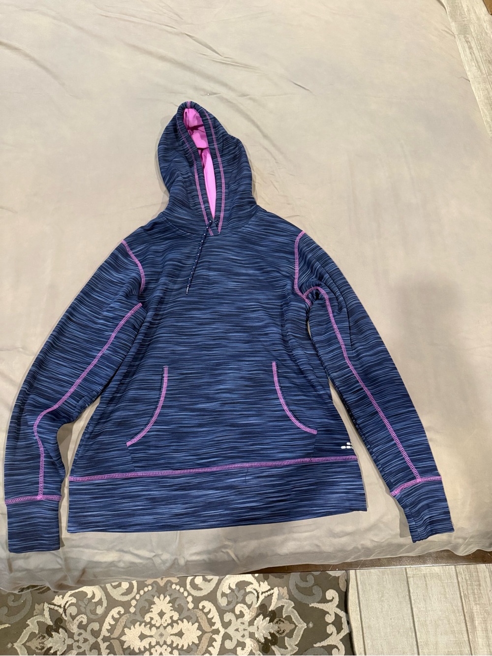 bcg Navy Space-Dye Hoodie with Pink Trim